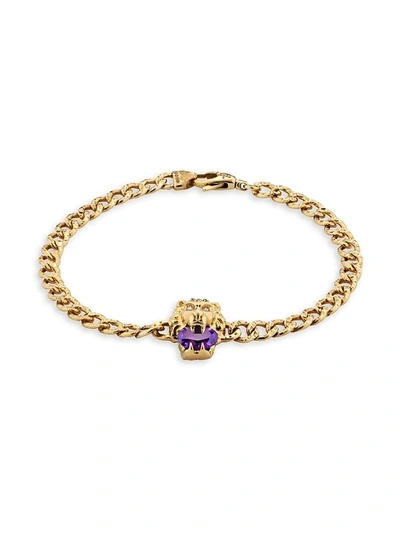 Gucci Women's Lionhead 18k Yellow Gold, Amethyst & Diamond Bracelet