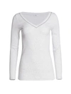 Brunello Cucinelli Ribbed Jersey V-neck Top In Marble