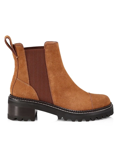 See By Chloé Mallory 30mm Suede Lug-sole Chelsea Boots In Tan