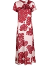 LA DOUBLEJ FLORAL MAXI FLARED SILK DRESS