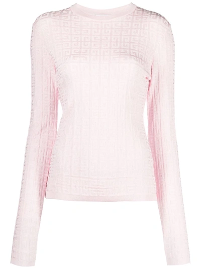 Givenchy 4g Monogram Jacquard Long-sleeve Top In Pink