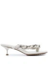 Bottega Veneta Dot 55 Braided Chain Strap Leather Sandals In White