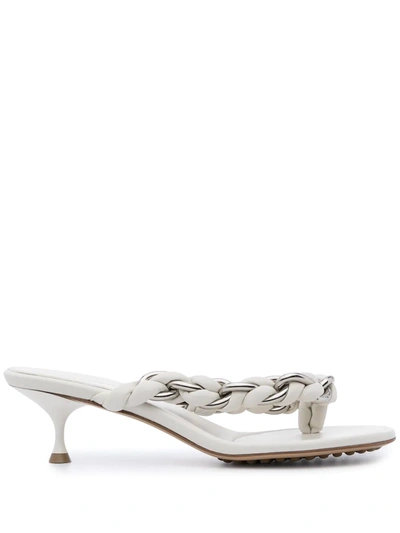 Bottega Veneta Dot 55 Braided Chain Strap Leather Sandals In 2916 String