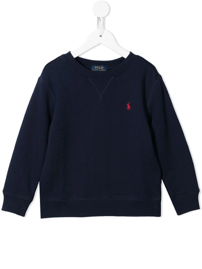 Ralph Lauren Kids' Embroidered Polo Pony Sweatshirt In Navy