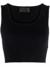 Philipp Plein Signature Wool Cropped Top In Black