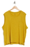 Madewell Whisper Cotton Crewneck Pocket Muscle Tank In Spicy Saffron