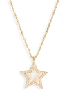 ARGENTO VIVO MOTHER-OF-PEARL & CRYSTAL STAR PENDANT NECKLACE,655789058430