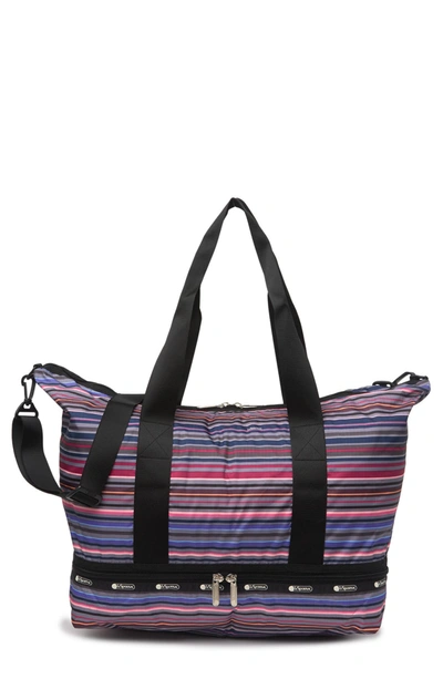 Lesportsac Dakota Medium Deluxe Overnight Bag In Sunset Stripes