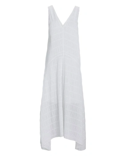 Frame Savannah Gathered Stretch-cotton Midi Dress In White