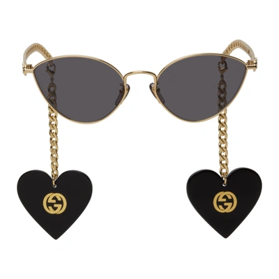 Gucci Gold Chain Cat-eye Sunglasses In Grey