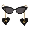 GUCCI BLACK CHAIN CAT-EYE SUNGLASSES