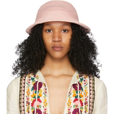 Gucci Gg Cable Knit Crochet Fedora Hat In Pink,pink
