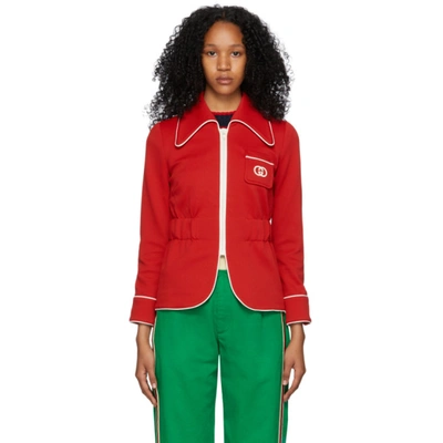 Gucci Interlocking Gg Zipped Lightweight Jacket In Red