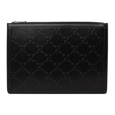 Gucci Ouverture Gg Embossed Pouch In Black