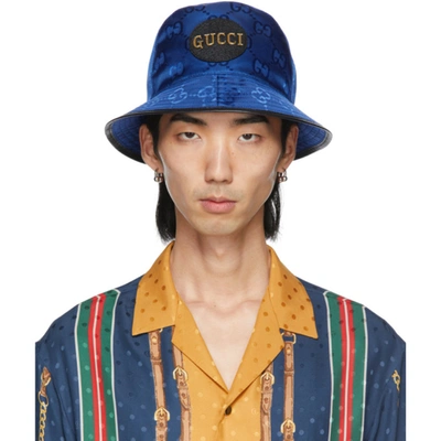 Gucci “ Off The Grid”有机尼龙渔夫帽 In Blue