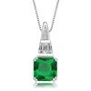 MEGAN WALFORD STERLING SILVER SQUARE GREEN CUBIC ZIRCONIA PENDANT NECKLACE