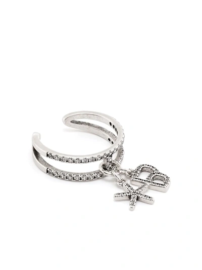 Bapy By *a Bathing Ape® Crystal-embellished Sterling Silver Ring In Silber