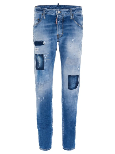 Dsquared2 Patchwork Distressed-effect Skinny Jeans In Blue
