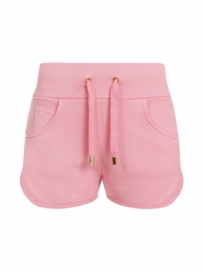 Balmain Embossed Cotton And Cashmere-blend Shorts In Pink