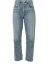 Agolde Blue High Rise Riley Jeans In Blue
