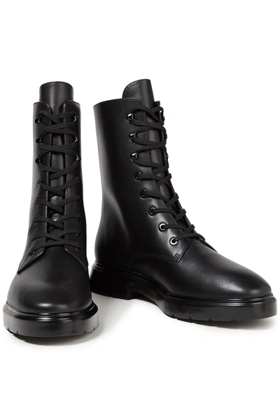 Stuart Weitzman Mckenzee Leather Combat Boots In Black