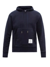 Thom Browne Tricolour-striped Cotton-jersey Hooded Sweatshirt In Navy