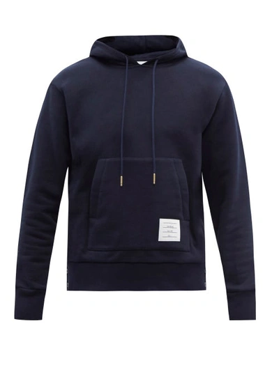 Thom Browne Hooded Cotton Jersey Sweatshirt In Navy