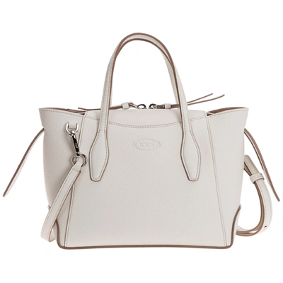 Tod's Women's Leather Handbag Shopping Bag Purse In White