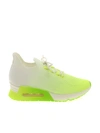DKNY AHSLY SNEAKERS IN WHITE AND ACID GREEN