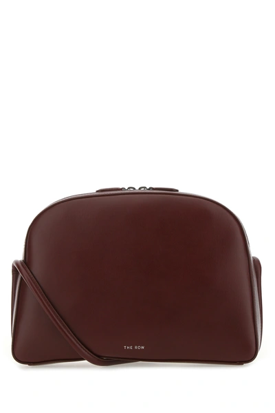 The Row Single Mignon Leather Shoulder Bag In Burgundy