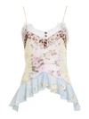 BLUMARINE LEO FLORAL PRINT TOP WITH LACE IN MULTICOLOR