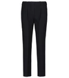 Brunello Cucinelli Black Silk-blend Tapered Trousers In Blue
