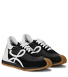 Loewe Flow Mixed Leather Bicolor Runner Sneakers In Black