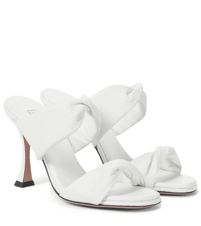 Aquazzura Twist 95 Leather Sandals In White
