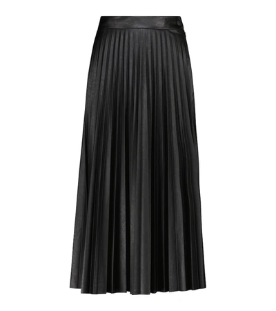 Mm6 Maison Margiela Pleated Faux Leather Midi Skirt In Black