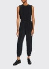 Alice And Olivia Zila Sleeveless Jumpsuit With Rib Trim In Black