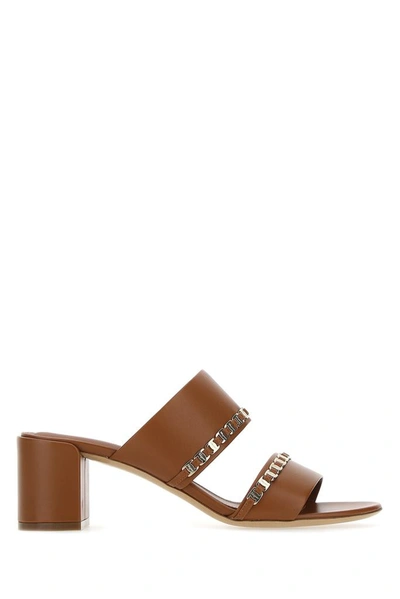 Ferragamo Vara Chain Sandals In Brown
