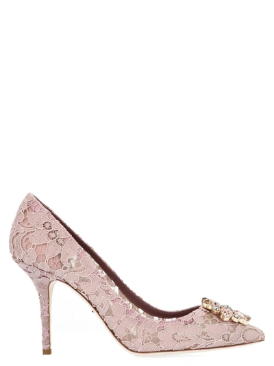 Dolce & Gabbana Taormina Lace Embellished Pumps In Pink