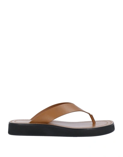 The Row Ginza Flip-flop Smooth Calfskin Sandals In Brown