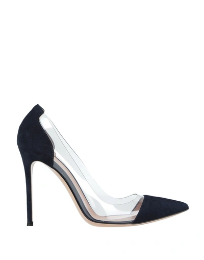 Gianvito Rossi Woman Pumps Midnight Blue Size 9.5 Leather, Pvc - Polyvinyl Chloride In Dark Blue