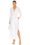 L Agence Cameron Belted Linen Maxi Shirt Dress In Blanc