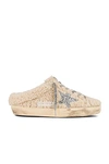 Golden Goose Sabot Natural Shearling Sneaker  In Beige In Natural White & Silver