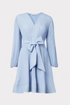 Milly Liv Tie Waist Fit And Flare Dress In Ice Blue