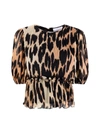 GANNI GANNI LEOPARD PRINT PLEATED GEORGETTE BLOUSE