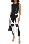REDEMPTION CROPPED TWO-TONE FAUX LEATHER STRAIGHT-LEG PANTS,3074457345625978731