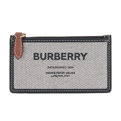 Burberry Horseferry Print Canvas & Leather Card Case In Black