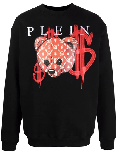 Philipp Plein Philippe Plein Round Neck Sweatshirt Ss Teddy Bear In Black