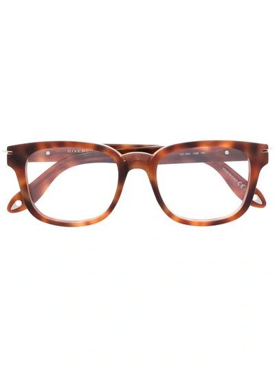 Givenchy 玳瑁纹wayfarer镜框眼镜 In Brown