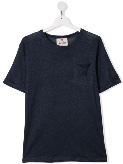 Mc2 Saint Barth Teen Pocket-detail T-shirt In Blue