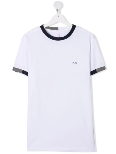 Sun 68 Teen Logo-embroidered Cotton T-shirt In White